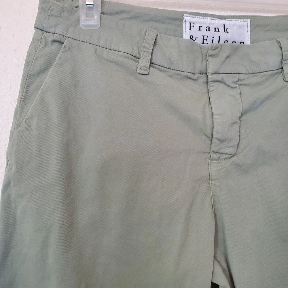 Frank & Eileen Wicklow Italian Cotton Chino Pants Green Size 6 Cropped Raw Hem - Picture 5 of 16